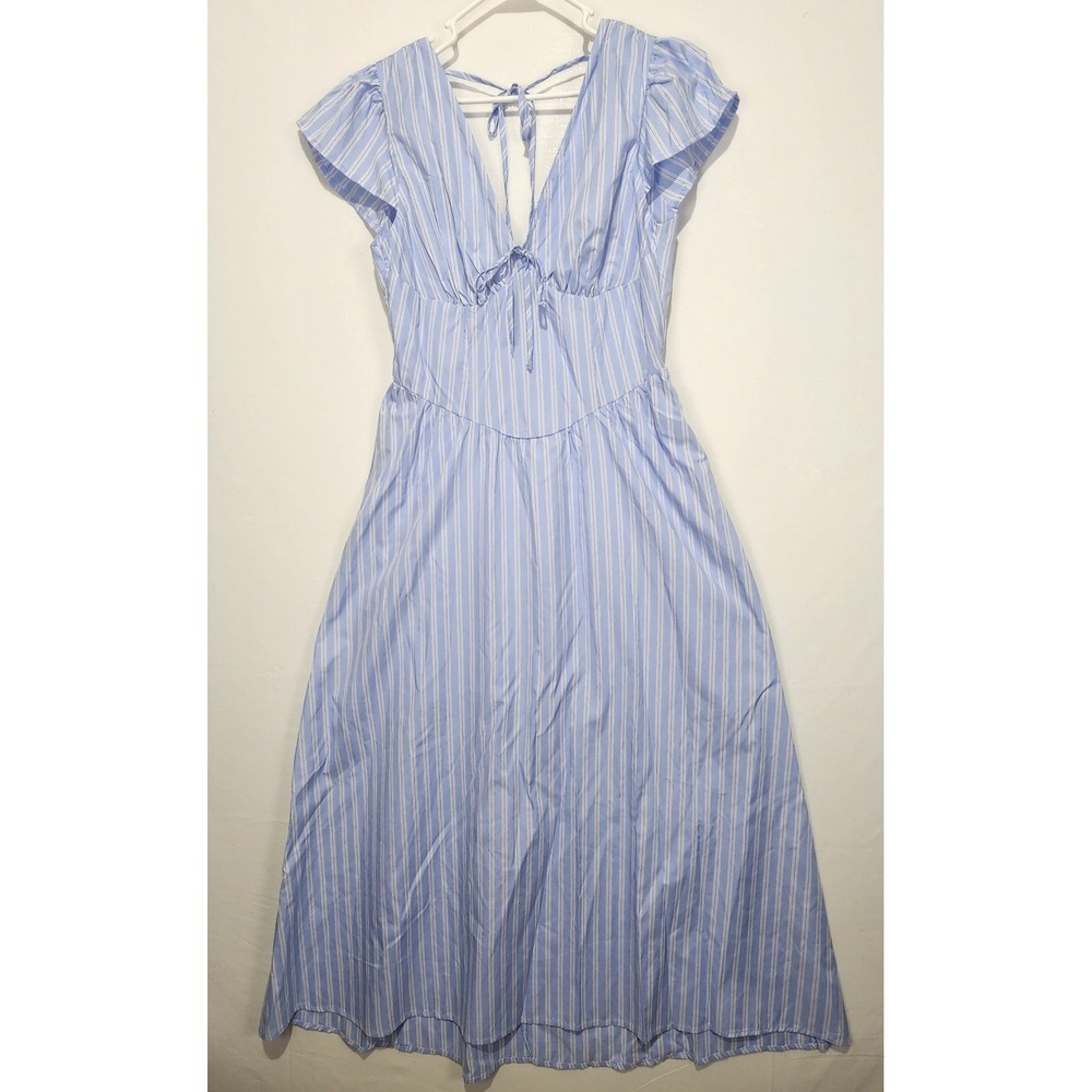 Gianni Bini Women's Striped Preppy Maxi Dress White/Blue Size‎ L